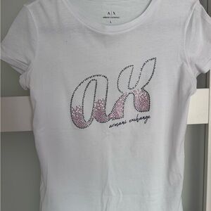 Armani Exchange Kids White T-Shirt with Pink Accents